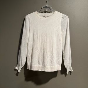 Loft Knit Top With Swiss Dot Sleeves Size Small